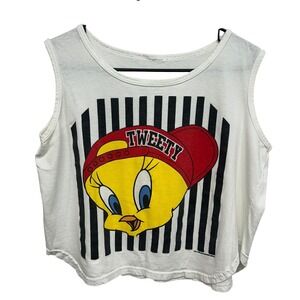 Vintage 1996 Looney Tunes Tweety Tank XL Cartoon Nostalgia‎ Y2K Indie Streetwear